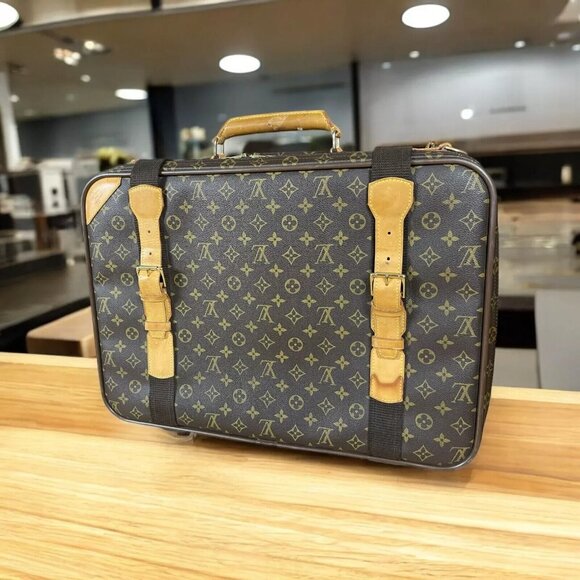 Louis Vuitton Monogram 21" Canvas Satellite 53 Soft Suitcase Leather LV Travel - Picture 2 of 16